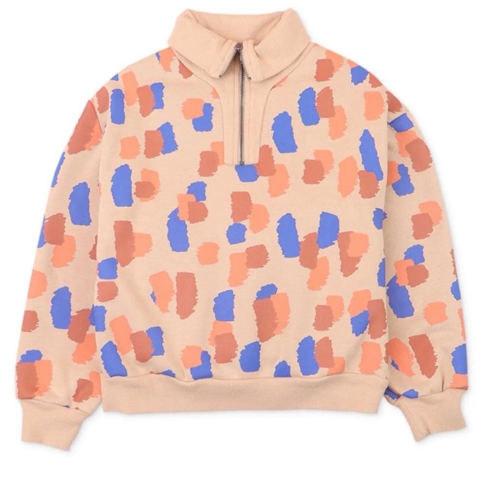 Gingersnaps Girls Abstract Paint Stroke Quarter Zip Fleece Sweatshirt Size 12Y
